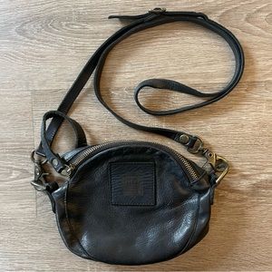 ✨ Frye Black Leather Crossbody Circle Bag Boho Goth Witchy Streetwear Purse ✨